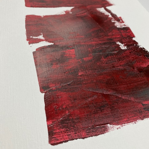Abstract Acrylic Original Painting On Canvas Paper 9X12 Wall Art Red - Picture 3 of 6